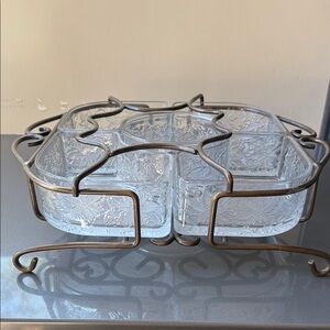 Princess House Glass and Bronze Serveware